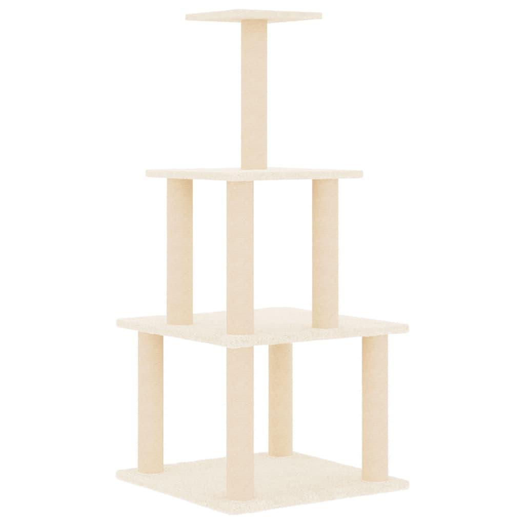 Arbre à chat avec griffoirs en sisal crème 111 cm - Animalerie en ligne Kat-Shop