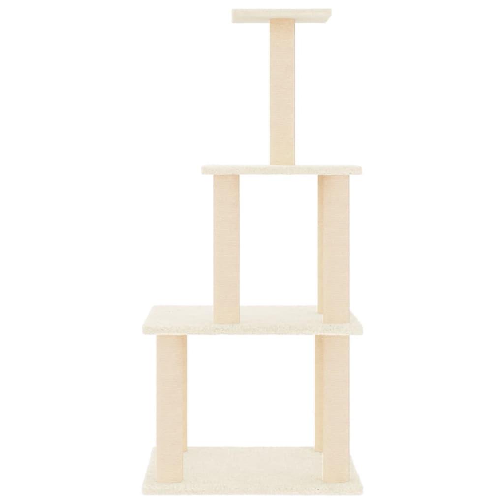 Arbre à chat avec griffoirs en sisal crème 111 cm - Animalerie en ligne Kat-Shop