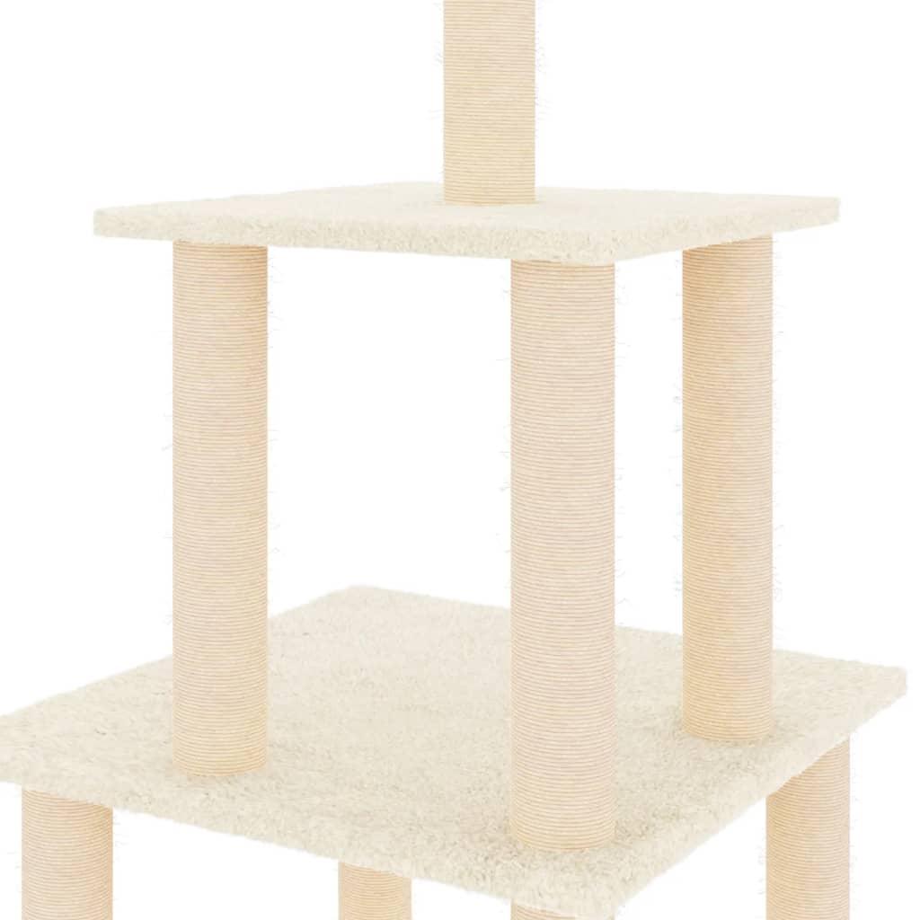 Arbre à chat avec griffoirs en sisal crème 111 cm - Animalerie en ligne Kat-Shop