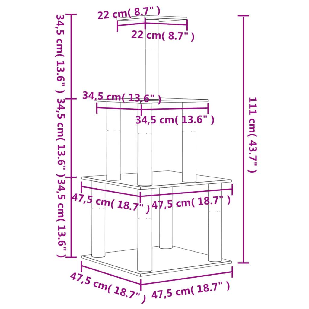 Arbre à chat avec griffoirs en sisal crème 111 cm - Animalerie en ligne Kat-Shop