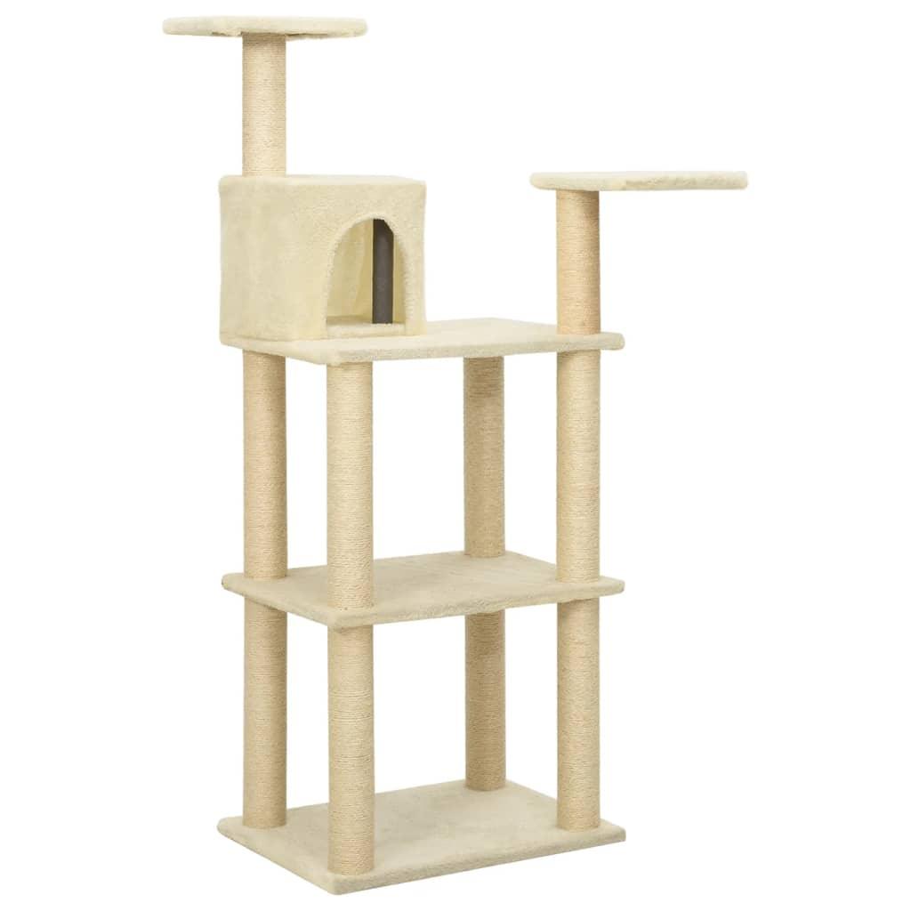 Arbre à chat avec griffoirs en sisal Crème 119 cm - Animalerie en ligne www.kat-shop.be