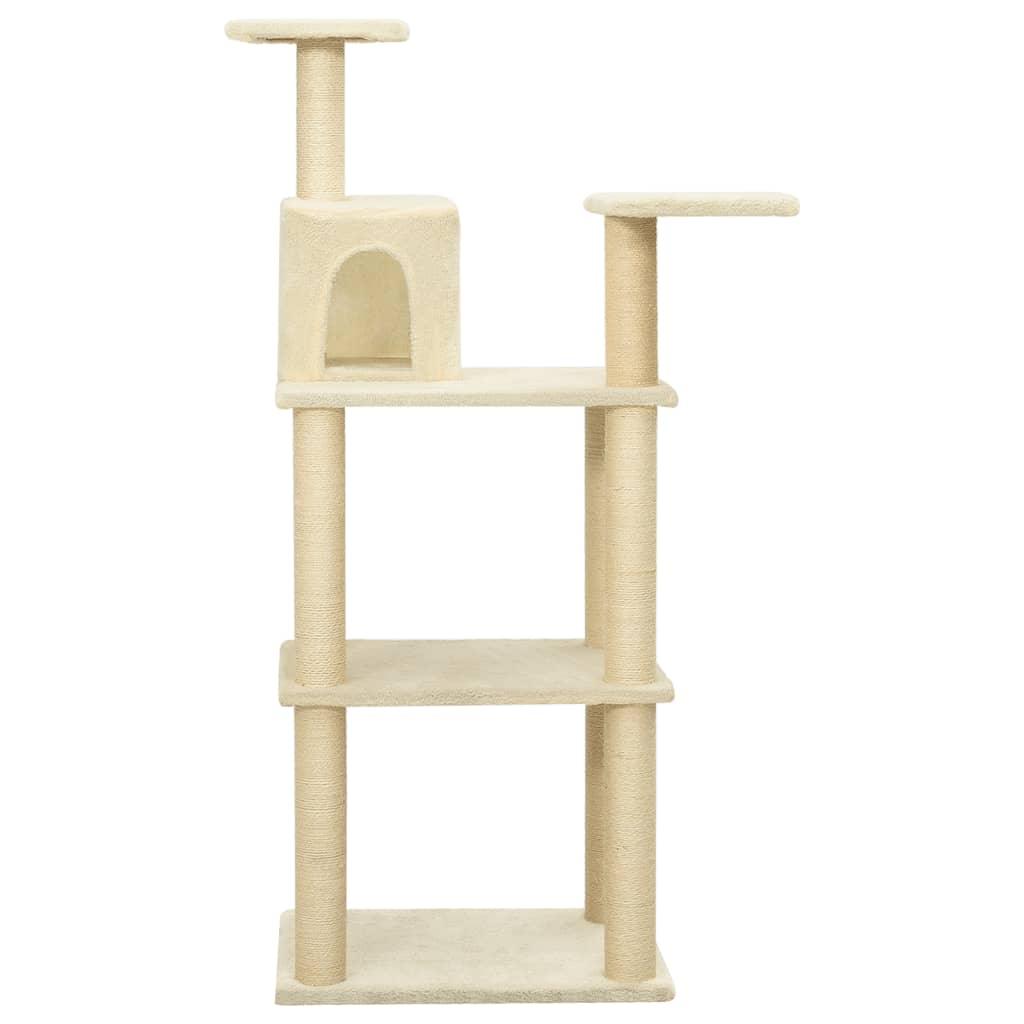 Arbre à chat avec griffoirs en sisal Crème 119 cm - Animalerie en ligne www.kat-shop.be