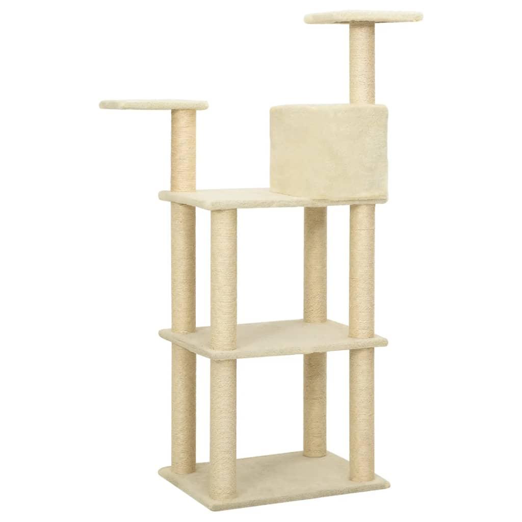 Arbre à chat avec griffoirs en sisal Crème 119 cm - Animalerie en ligne www.kat-shop.be