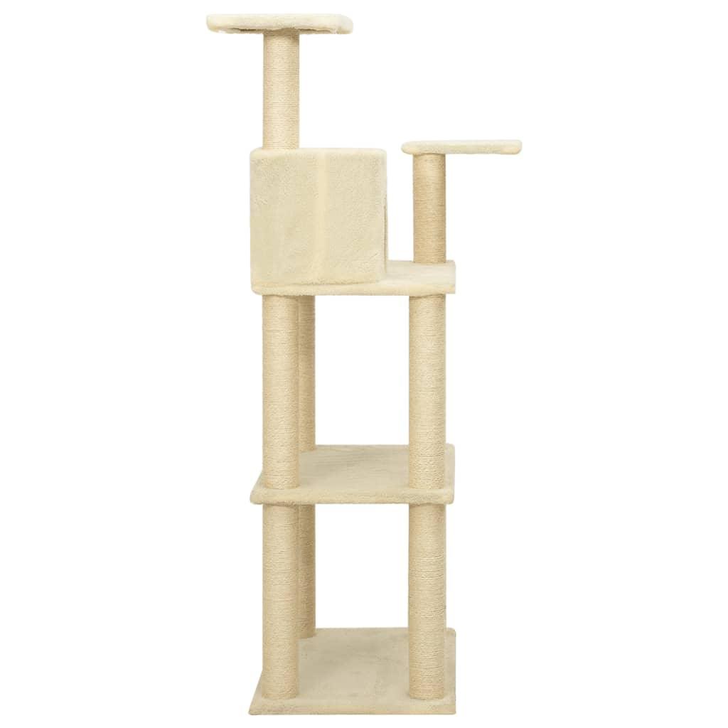 Arbre à chat avec griffoirs en sisal Crème 119 cm - Animalerie en ligne www.kat-shop.be