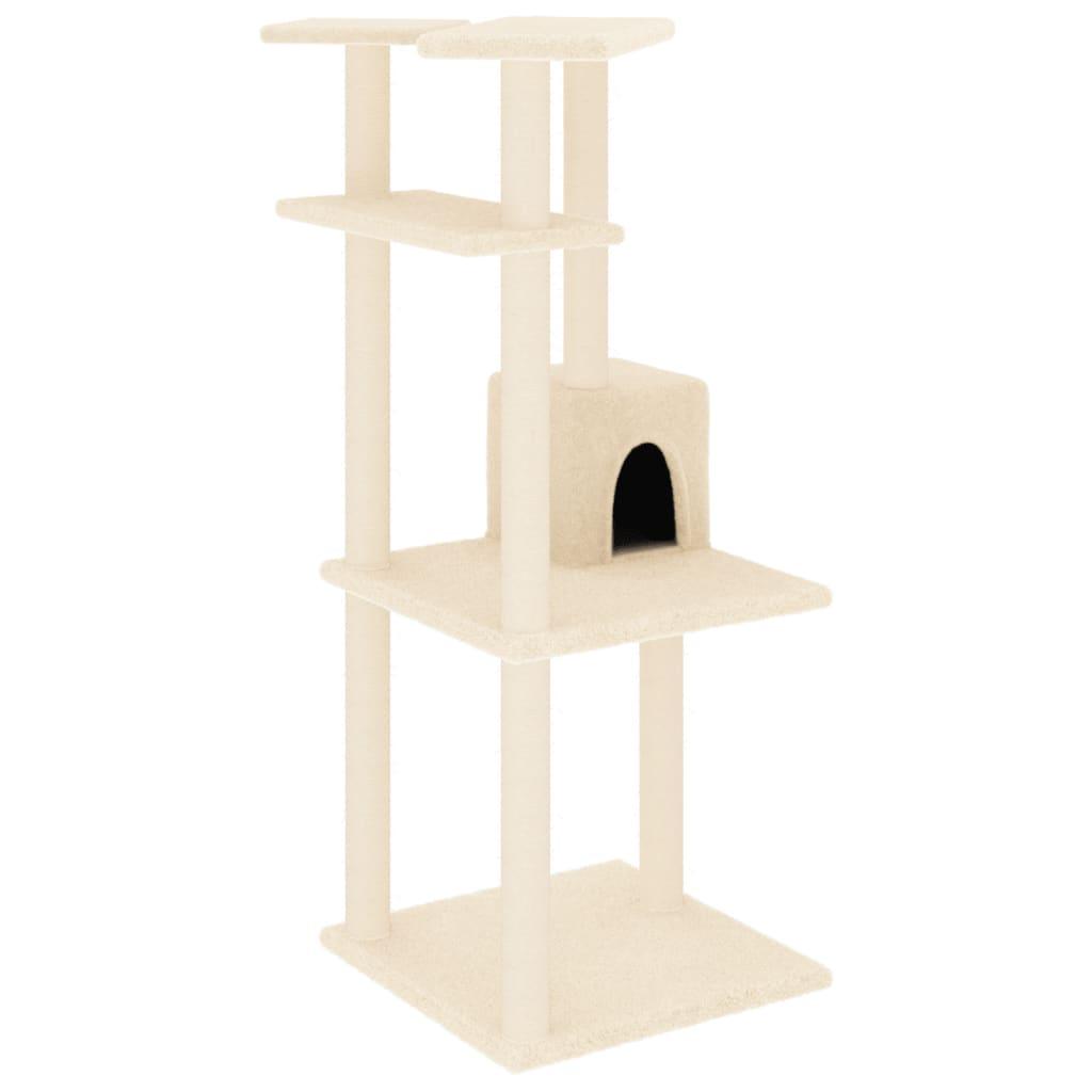 Arbre à chat avec griffoirs en sisal crème 123 cm - Animalerie en ligne Kat-Shop