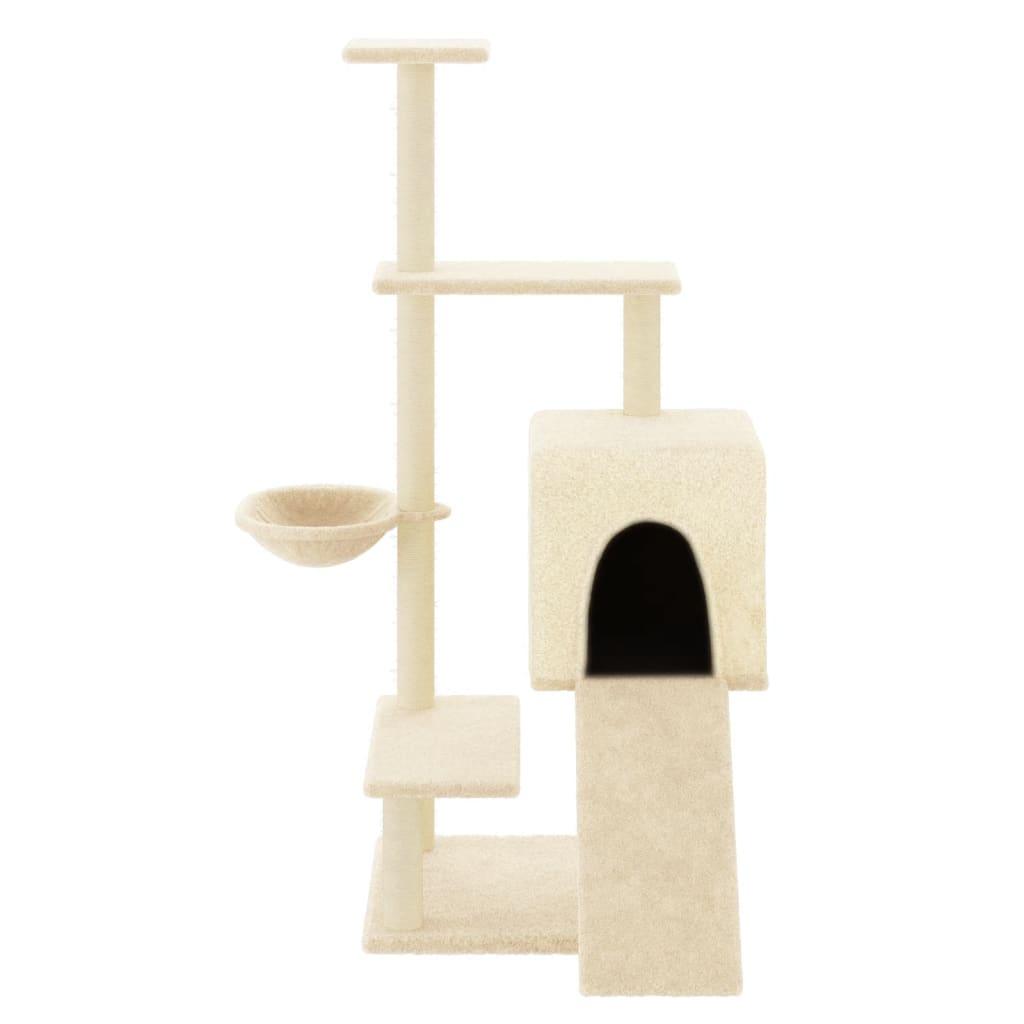 Arbre à chat avec griffoirs en sisal crème 130,5 cm - Animalerie en ligne Kat-Shop