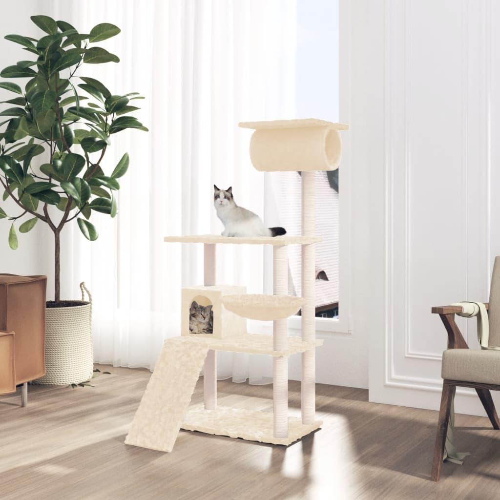 Arbre à chat avec griffoirs en sisal Crème 131 cm - Animalerie en ligne www.kat-shop.be