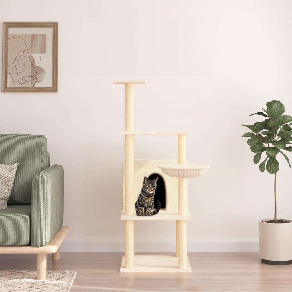 Arbre à chat avec griffoirs en sisal crème 132 cm - Animalerie en ligne Kat-Shop