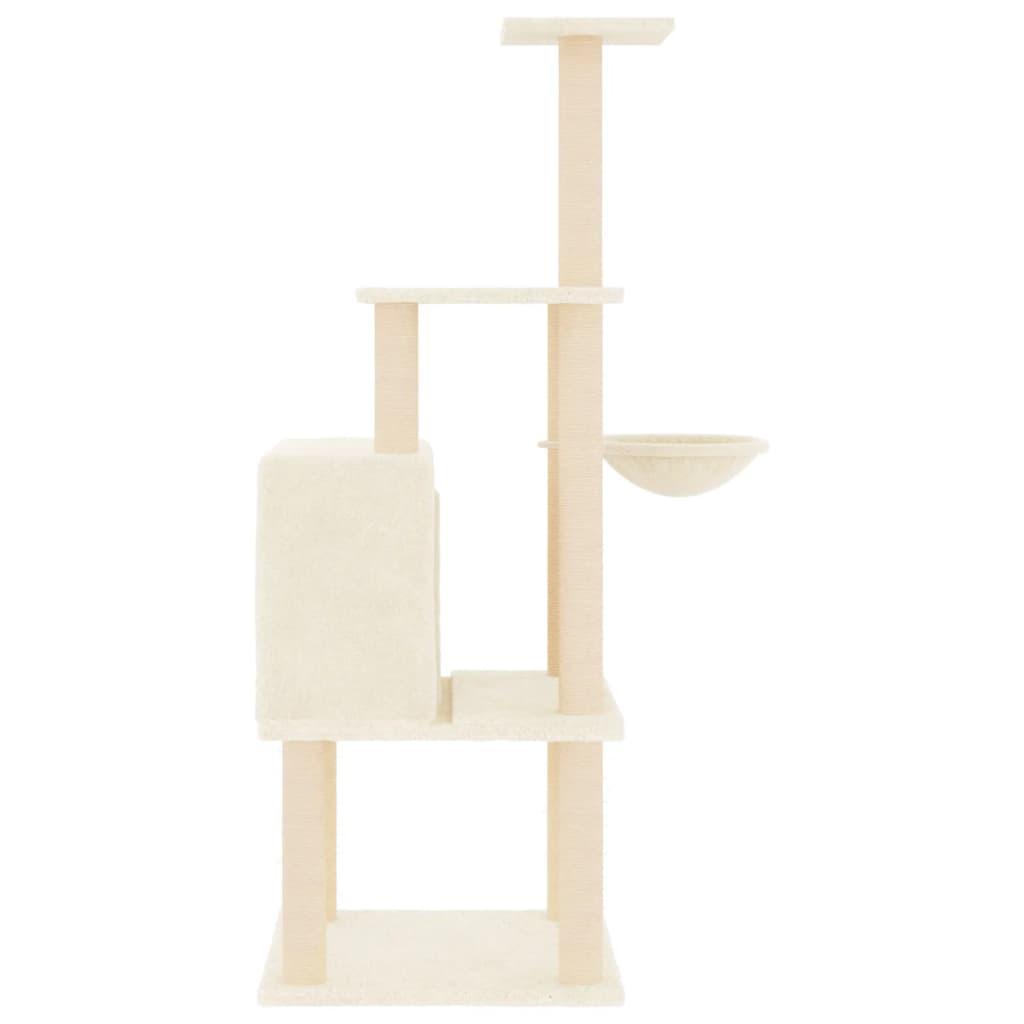 Arbre à chat avec griffoirs en sisal crème 132 cm - Animalerie en ligne Kat-Shop