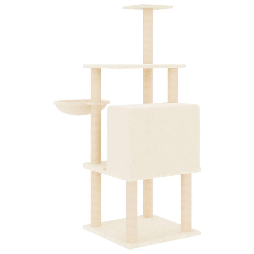 Arbre à chat avec griffoirs en sisal crème 132 cm - Animalerie en ligne Kat-Shop