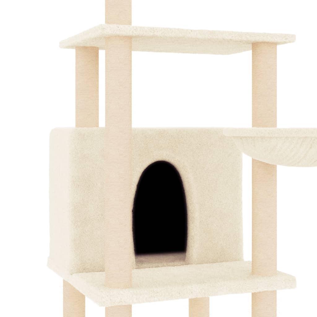 Arbre à chat avec griffoirs en sisal crème 132 cm - Animalerie en ligne Kat-Shop