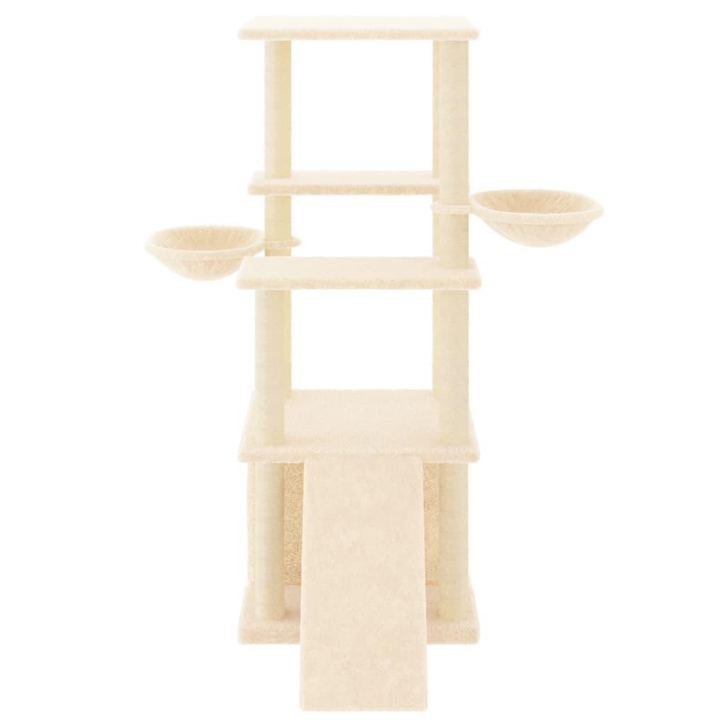 Arbre à chat avec griffoirs en sisal crème 133 cm - Animalerie en ligne Kat-Shop