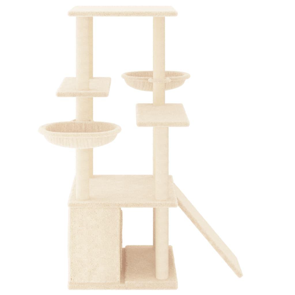 Arbre à chat avec griffoirs en sisal crème 133 cm - Animalerie en ligne Kat-Shop