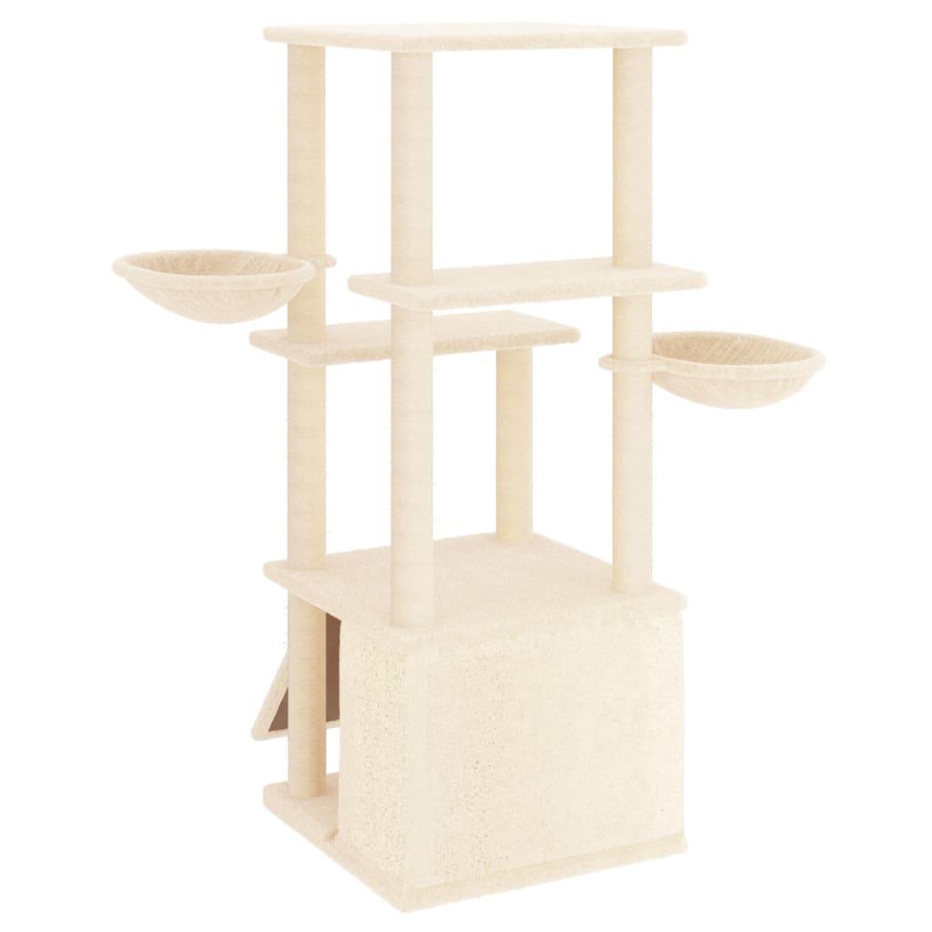 Arbre à chat avec griffoirs en sisal crème 133 cm - Animalerie en ligne Kat-Shop