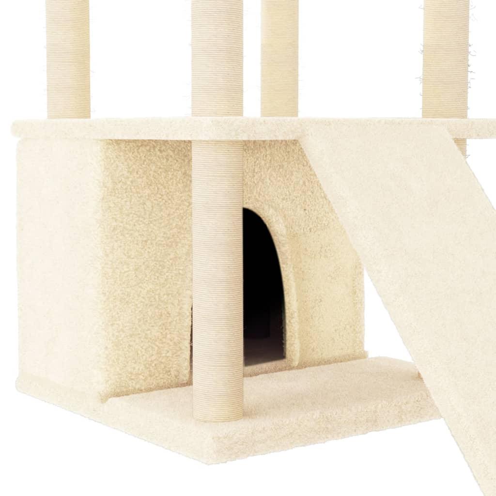 Arbre à chat avec griffoirs en sisal crème 133 cm - Animalerie en ligne Kat-Shop