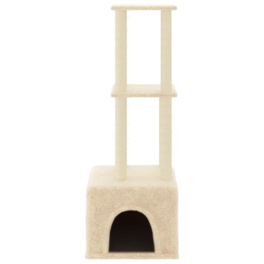 Arbre à chat avec griffoirs en sisal Crème 133,5 cm - Animalerie en ligne Kat-Shop