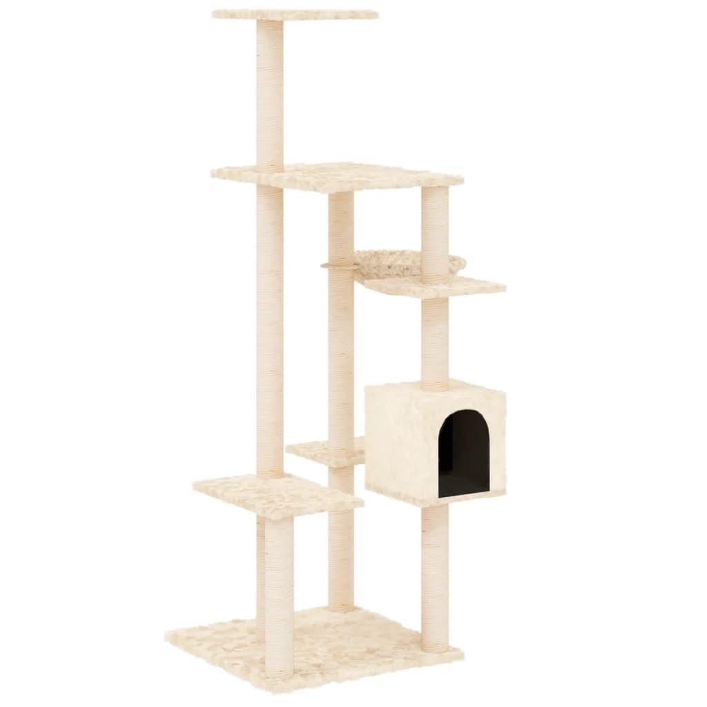 Arbre à chat avec griffoirs en sisal Crème 142 cm - Animalerie en ligne www.kat-shop.be