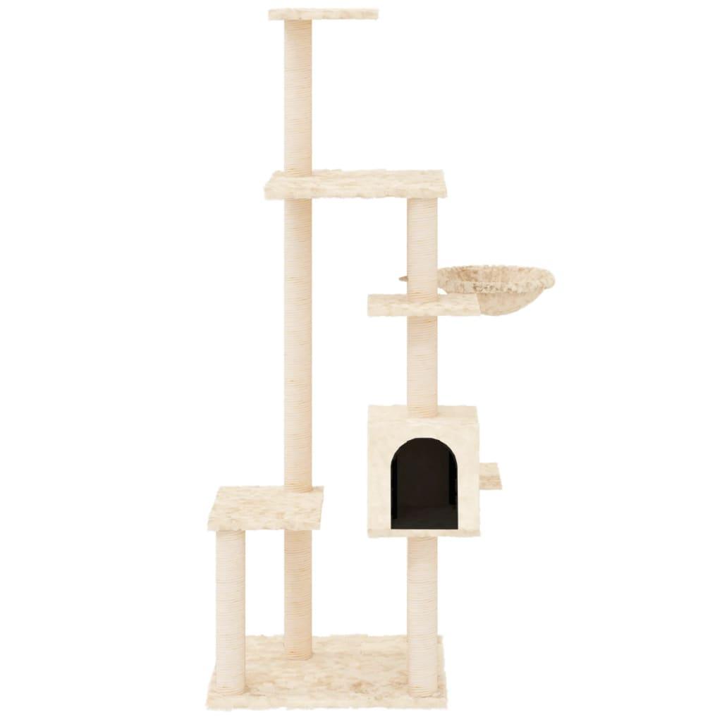 Arbre à chat avec griffoirs en sisal Crème 142 cm - Animalerie en ligne www.kat-shop.be