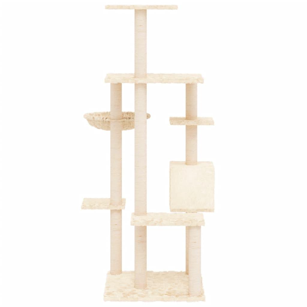 Arbre à chat avec griffoirs en sisal Crème 142 cm - Animalerie en ligne www.kat-shop.be