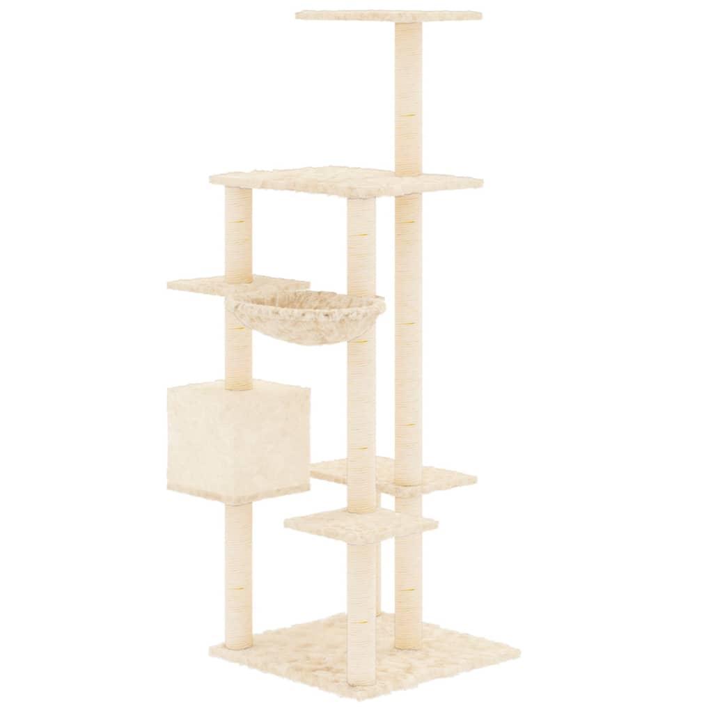 Arbre à chat avec griffoirs en sisal Crème 142 cm - Animalerie en ligne www.kat-shop.be