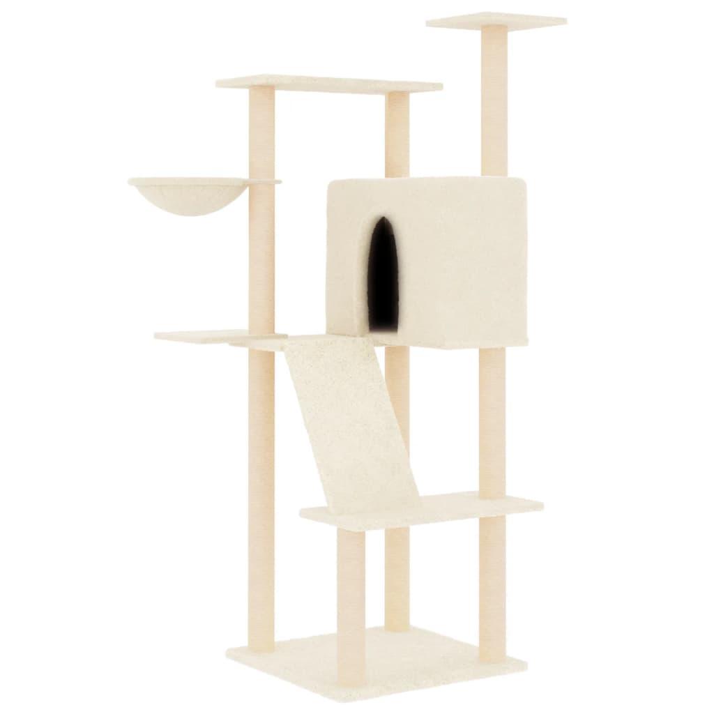 Arbre à chat avec griffoirs en sisal crème 143 cm - Animalerie en ligne Kat-Shop