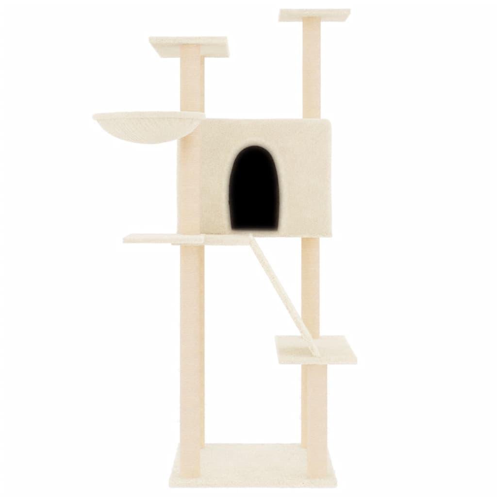 Arbre à chat avec griffoirs en sisal crème 143 cm - Animalerie en ligne Kat-Shop