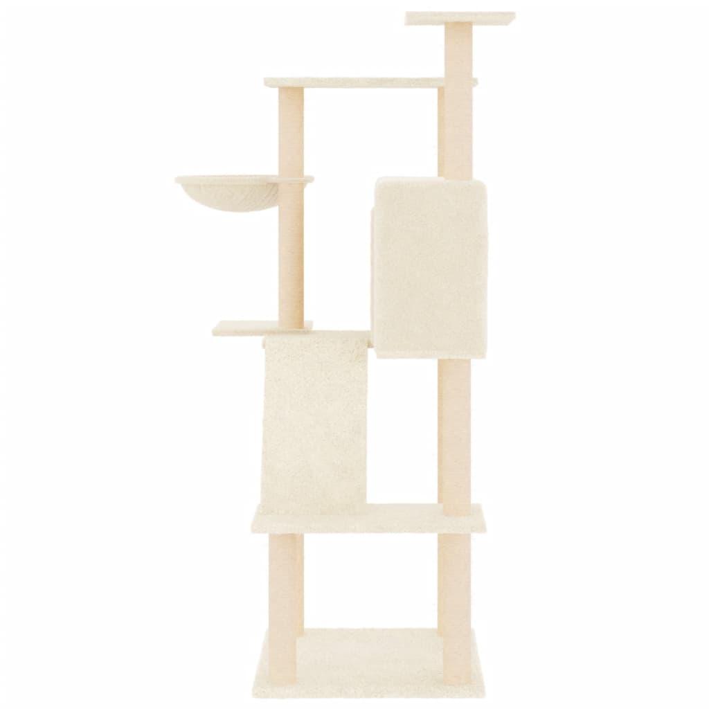 Arbre à chat avec griffoirs en sisal crème 143 cm - Animalerie en ligne Kat-Shop