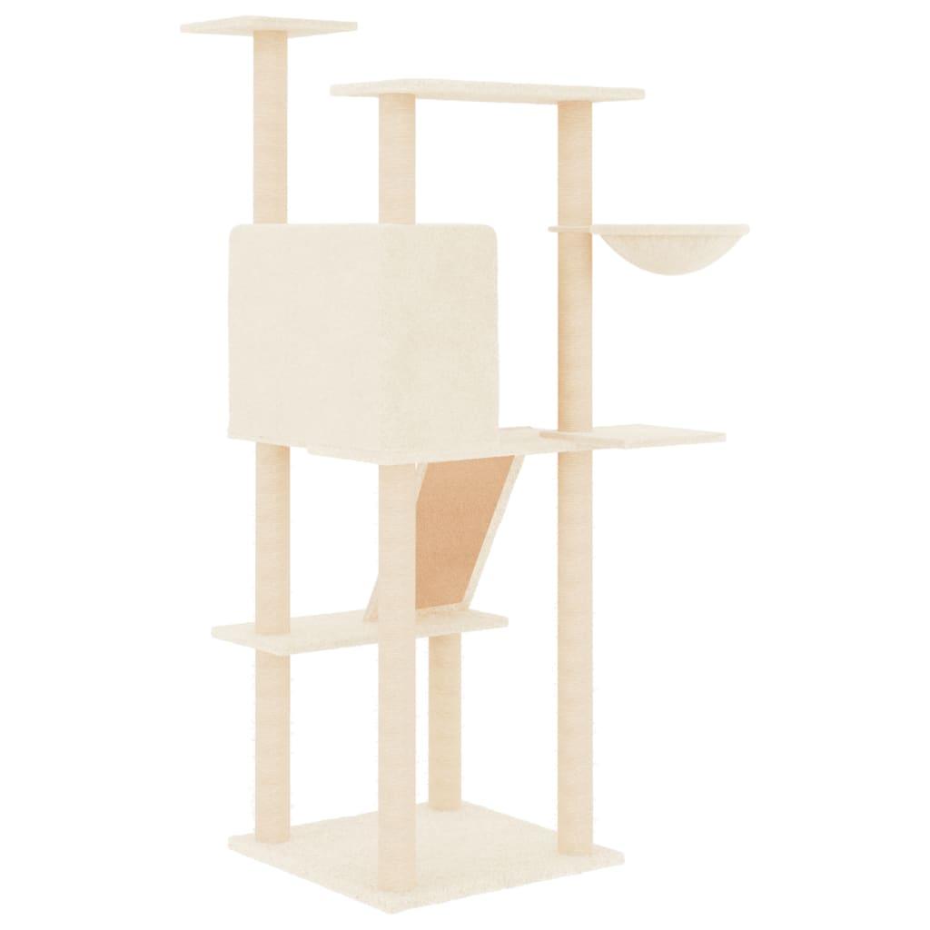 Arbre à chat avec griffoirs en sisal crème 143 cm - Animalerie en ligne Kat-Shop