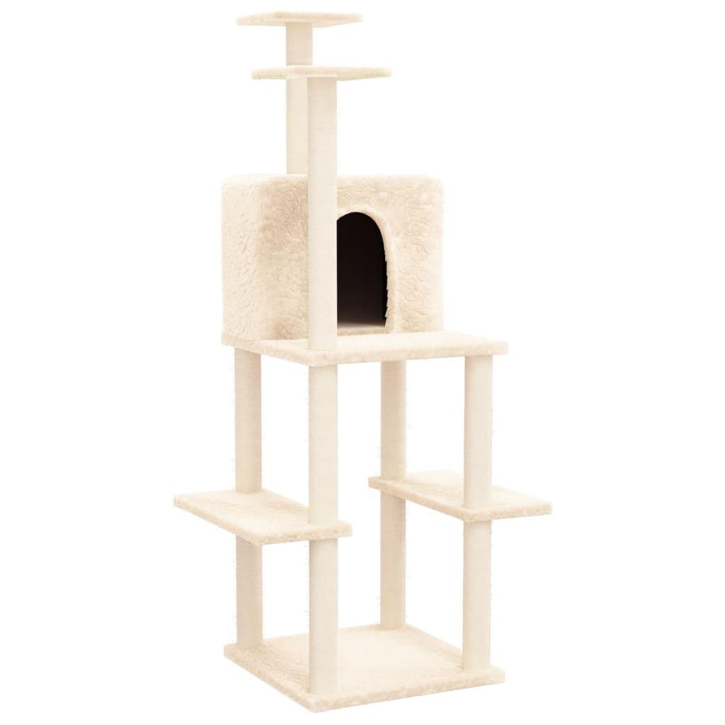 Arbre à chat avec griffoirs en sisal Crème 144,5 cm - Animalerie en ligne www.kat-shop.be