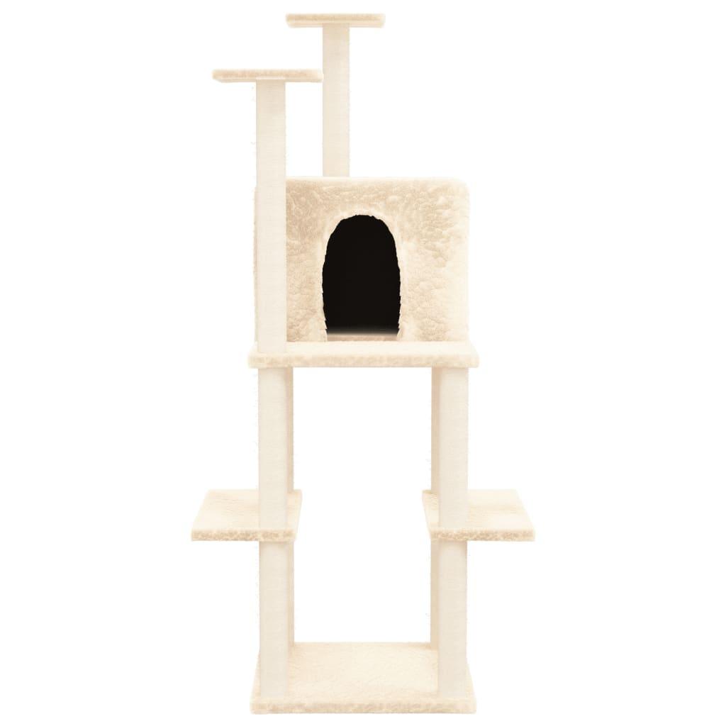 Arbre à chat avec griffoirs en sisal Crème 144,5 cm - Animalerie en ligne www.kat-shop.be