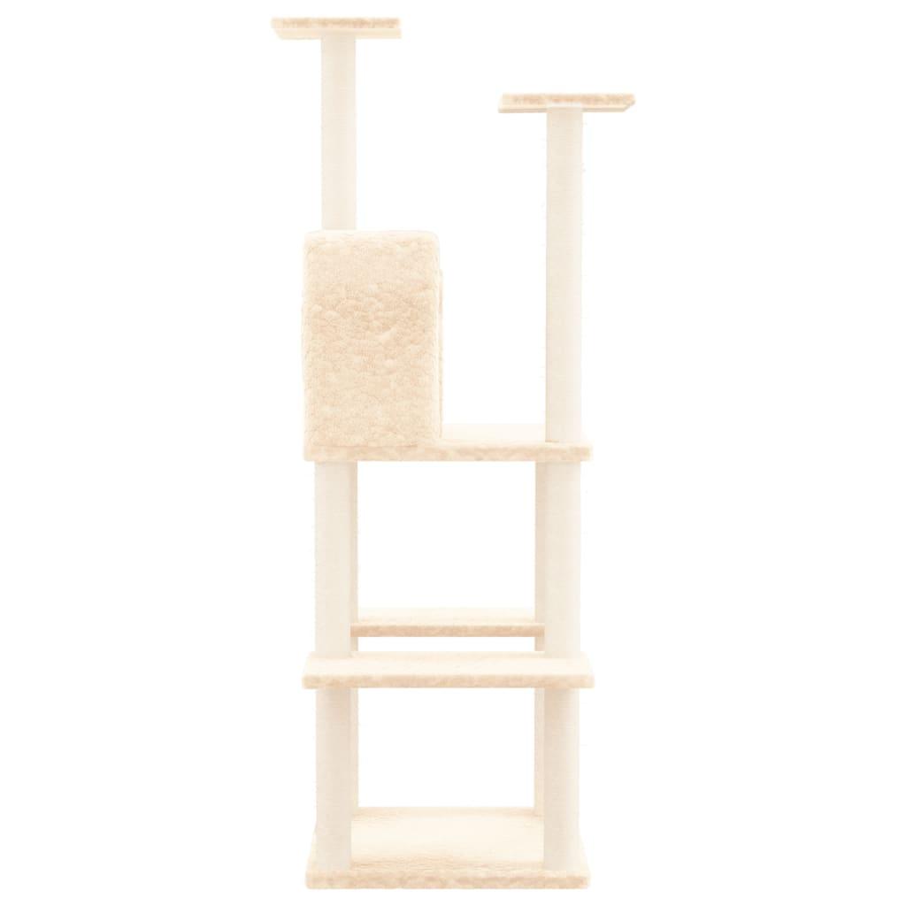 Arbre à chat avec griffoirs en sisal Crème 144,5 cm - Animalerie en ligne www.kat-shop.be