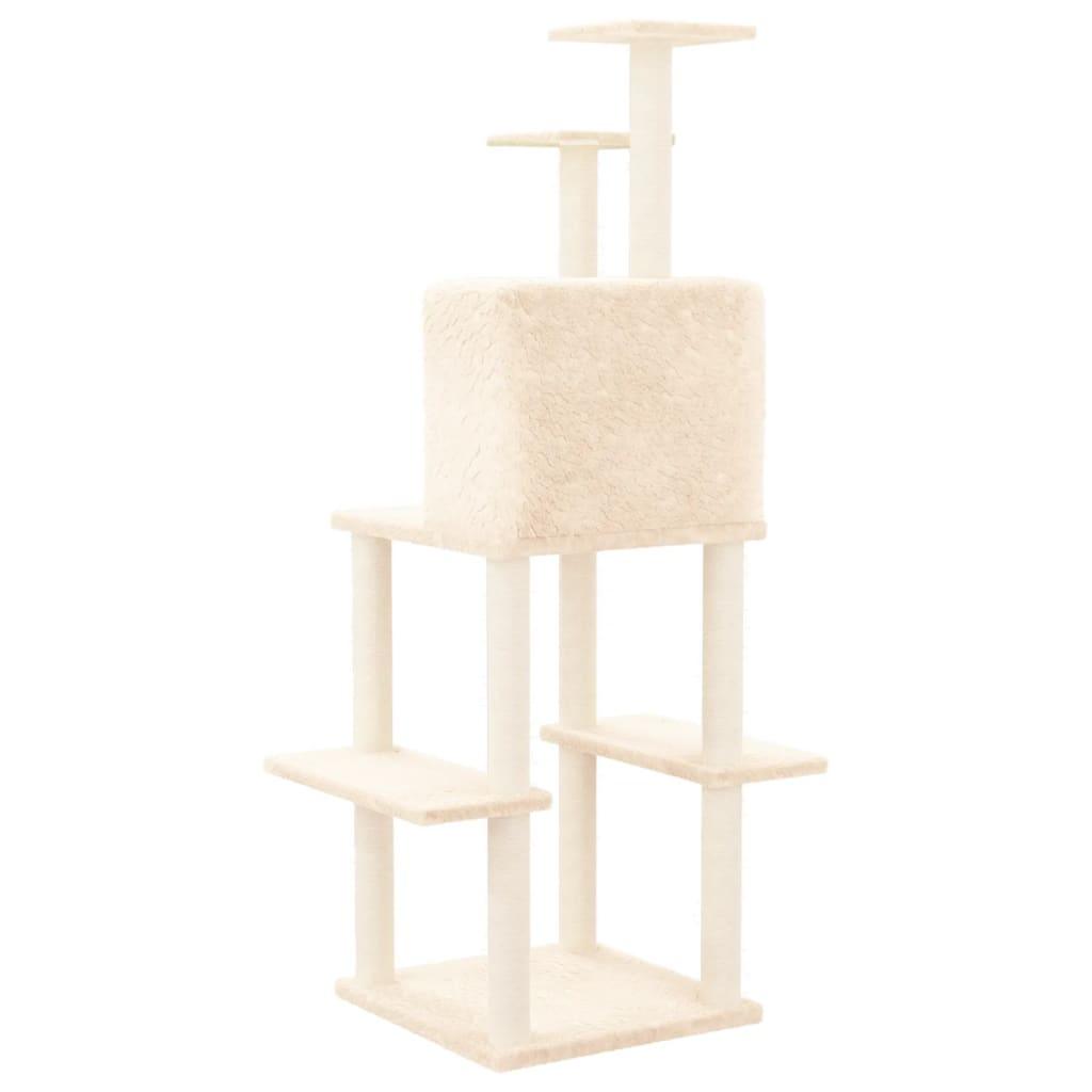 Arbre à chat avec griffoirs en sisal Crème 144,5 cm - Animalerie en ligne www.kat-shop.be