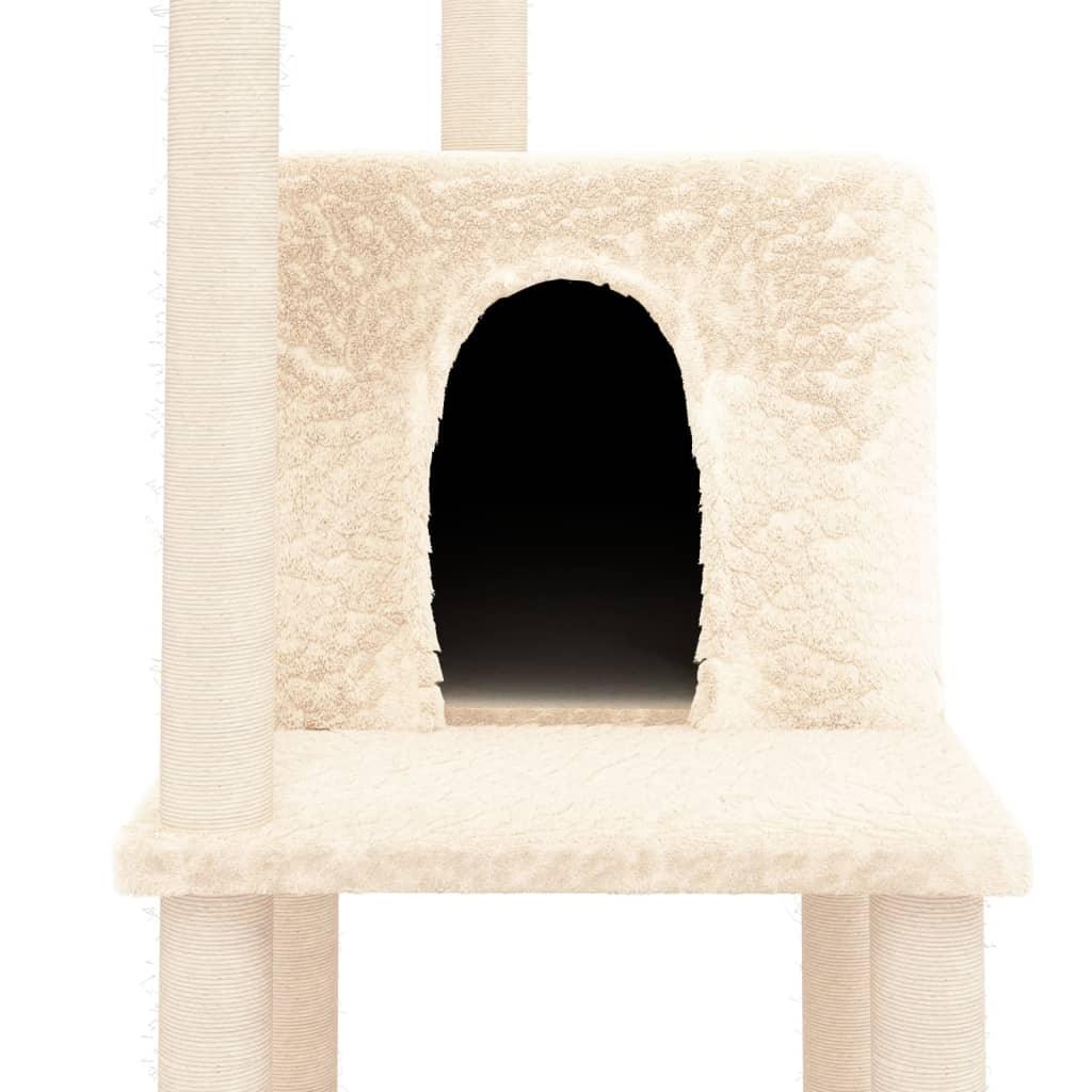 Arbre à chat avec griffoirs en sisal Crème 144,5 cm - Animalerie en ligne www.kat-shop.be