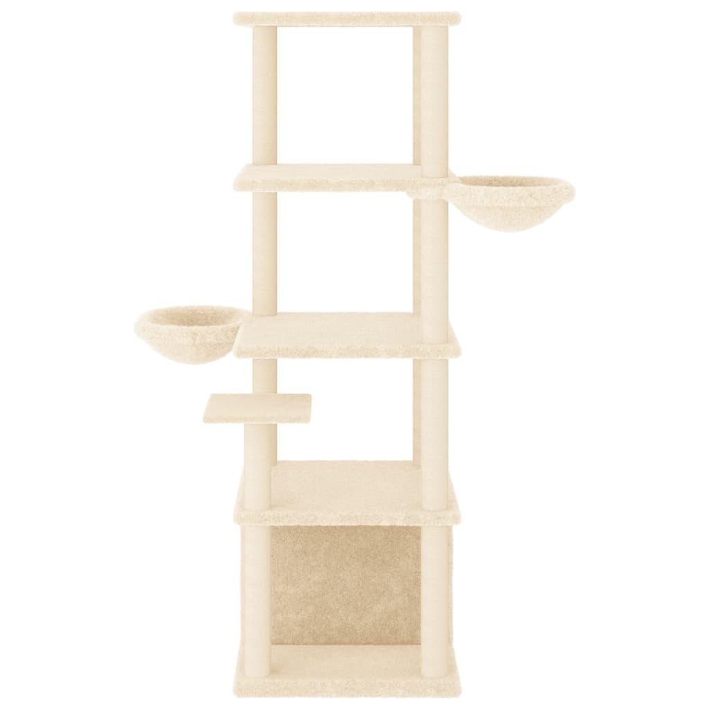 Arbre à chat avec griffoirs en sisal crème 147 cm - Animalerie en ligne Kat-Shop