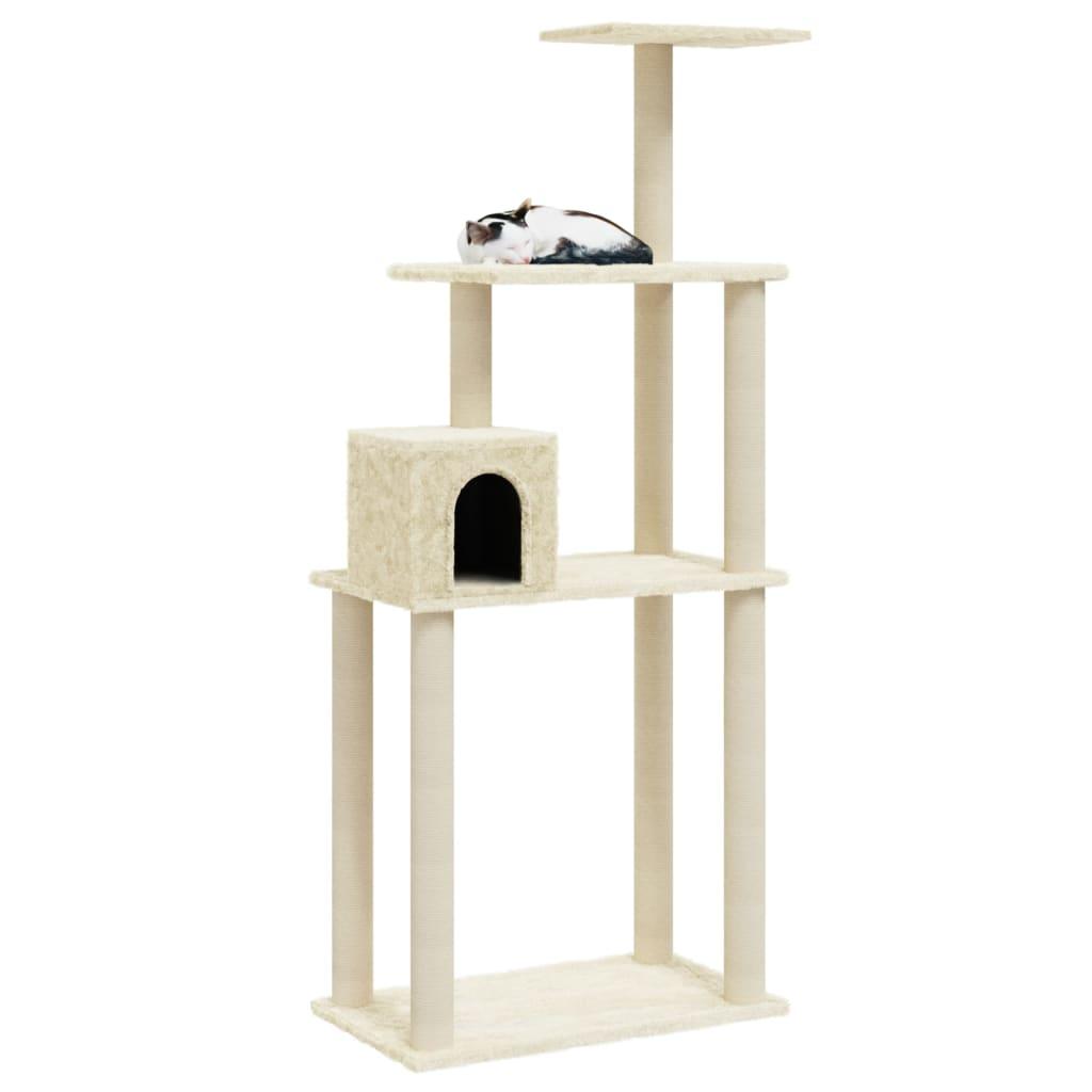 Arbre à chat avec griffoirs en sisal Crème 147 cm - Animalerie en ligne www.kat-shop.be