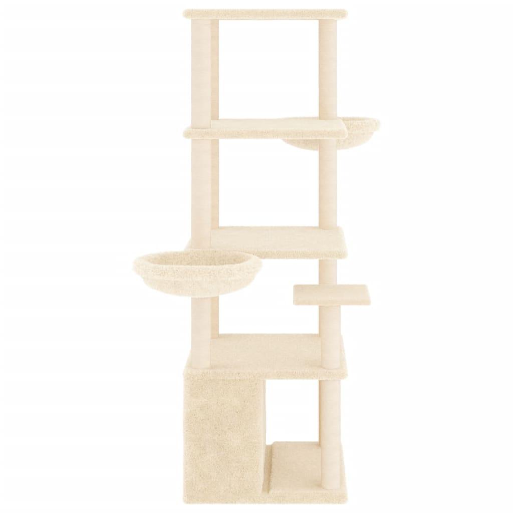 Arbre à chat avec griffoirs en sisal crème 147 cm - Animalerie en ligne Kat-Shop