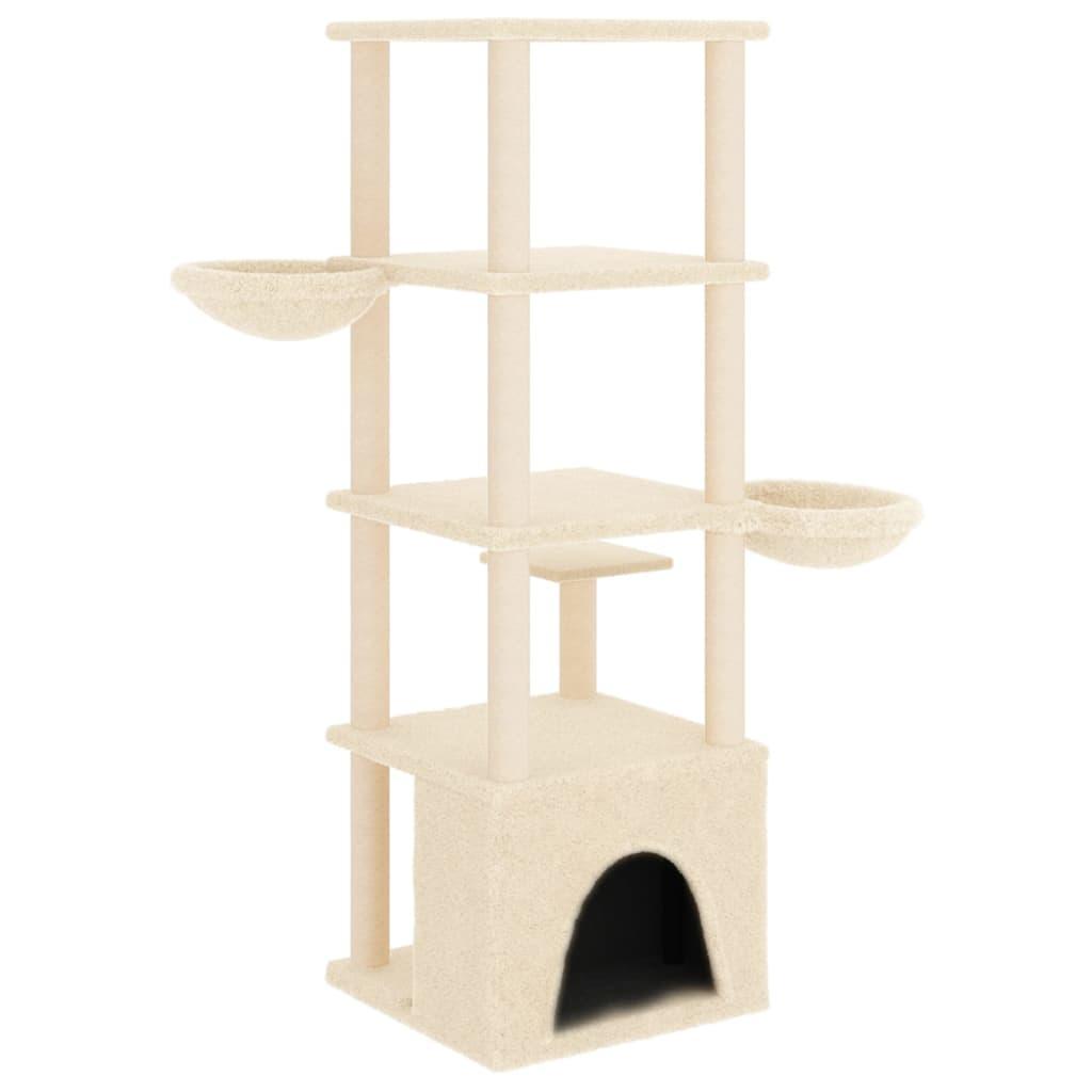 Arbre à chat avec griffoirs en sisal crème 147 cm - Animalerie en ligne Kat-Shop