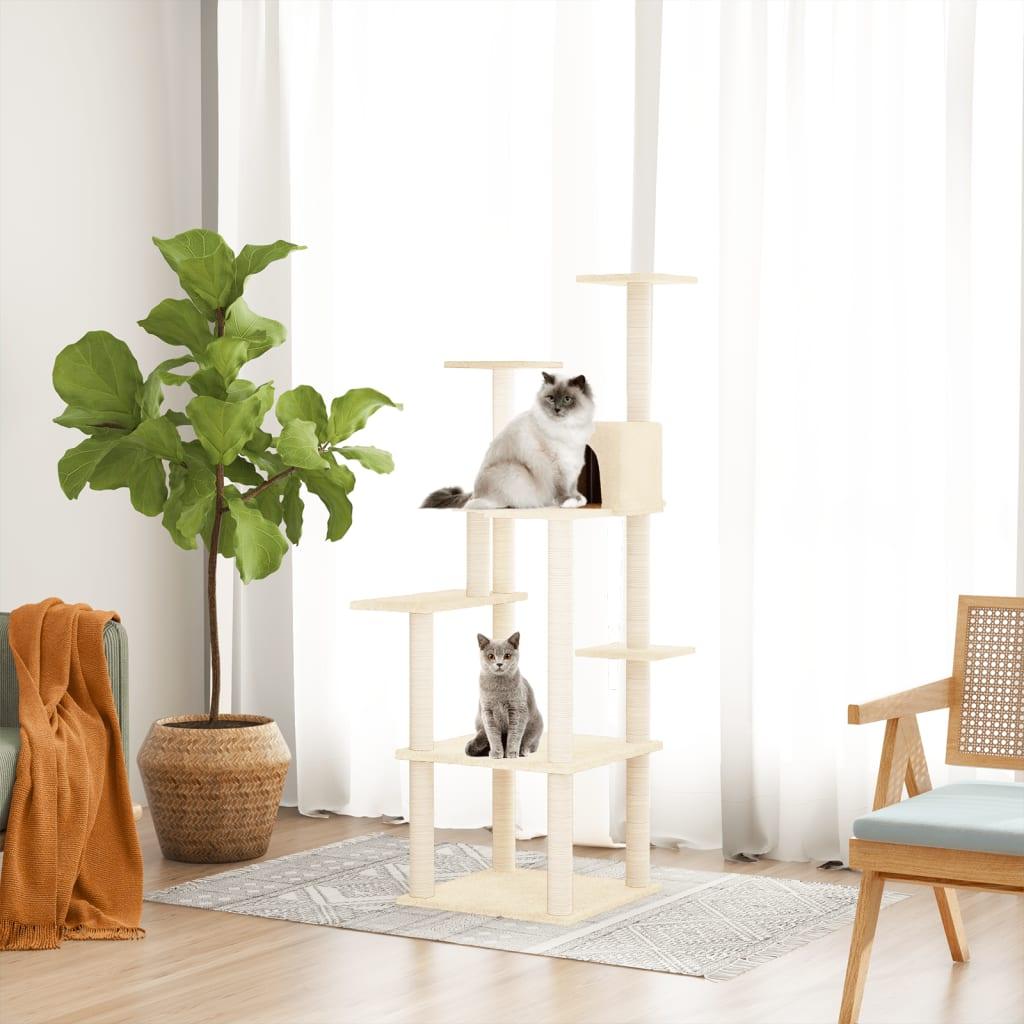 Arbre à chat avec griffoirs en sisal Crème 153 cm - Animalerie en ligne www.kat-shop.be