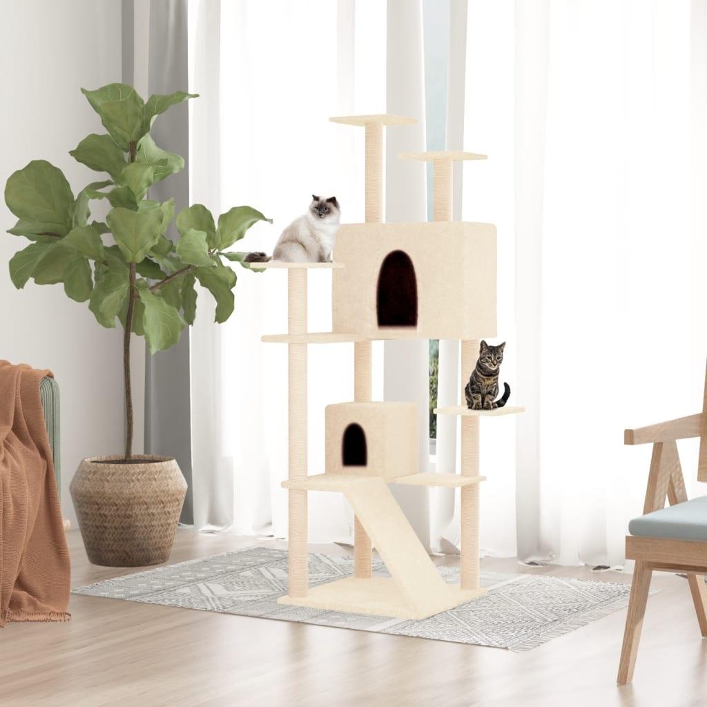 Arbre à chat avec griffoirs en sisal Crème 153 cm - Animalerie en ligne www.kat-shop.be