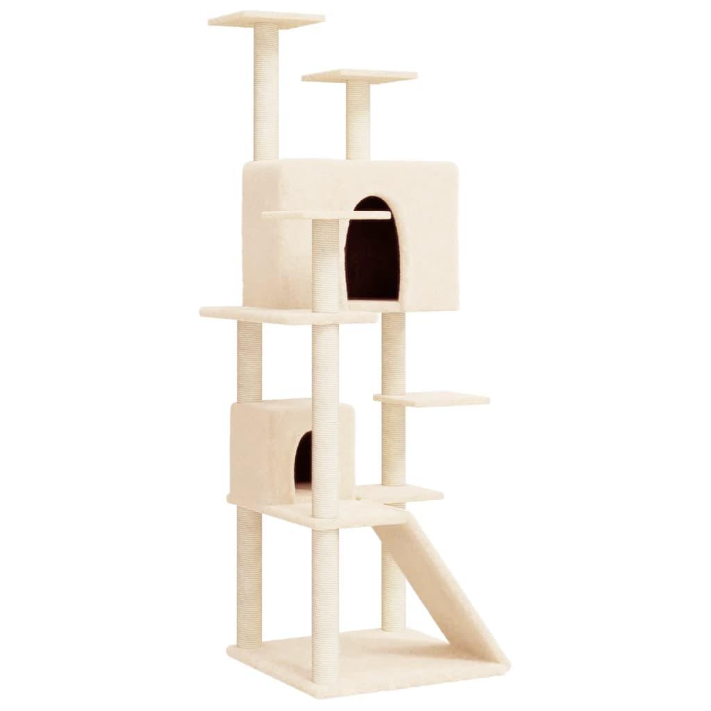 Arbre à chat avec griffoirs en sisal Crème 153 cm - Animalerie en ligne www.kat-shop.be