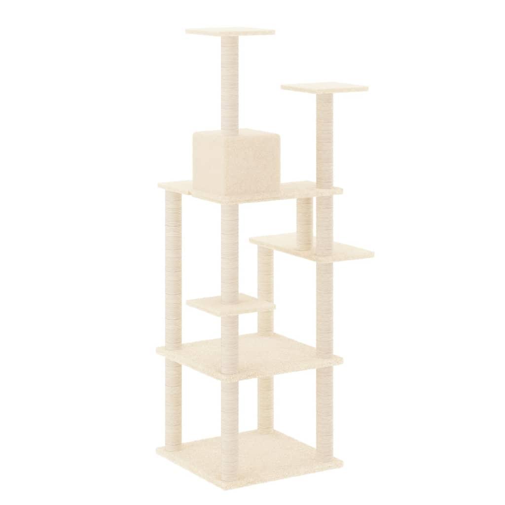 Arbre à chat avec griffoirs en sisal Crème 153 cm - Animalerie en ligne www.kat-shop.be