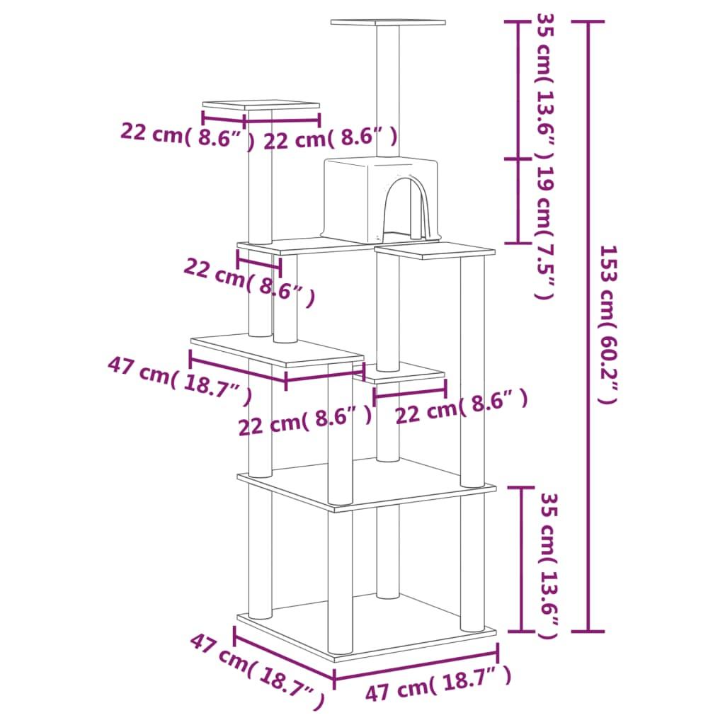 Arbre à chat avec griffoirs en sisal Crème 153 cm - Animalerie en ligne www.kat-shop.be