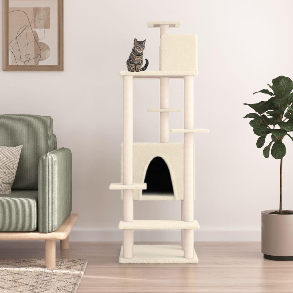 Arbre à chat avec griffoirs en sisal Crème 154 cm - Animalerie en ligne Kat-Shop