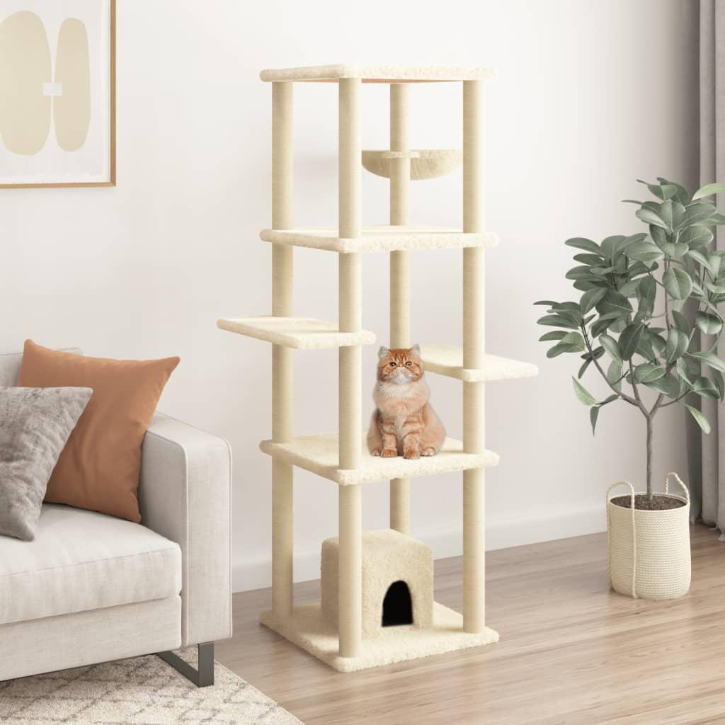 Arbre à chat avec griffoirs en sisal Crème 154 cm - Animalerie en ligne Kat-Shop