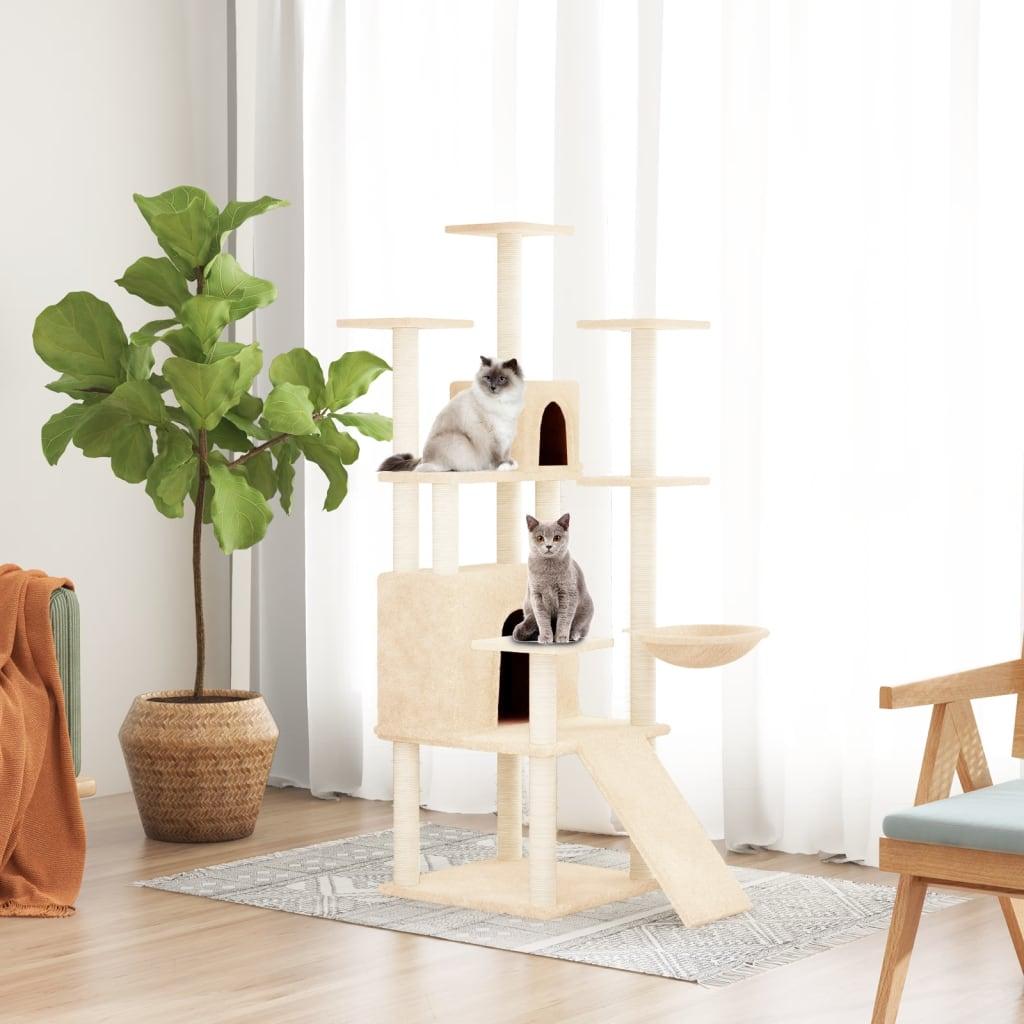 Arbre à chat avec griffoirs en sisal Crème 154 cm - Animalerie en ligne www.kat-shop.be