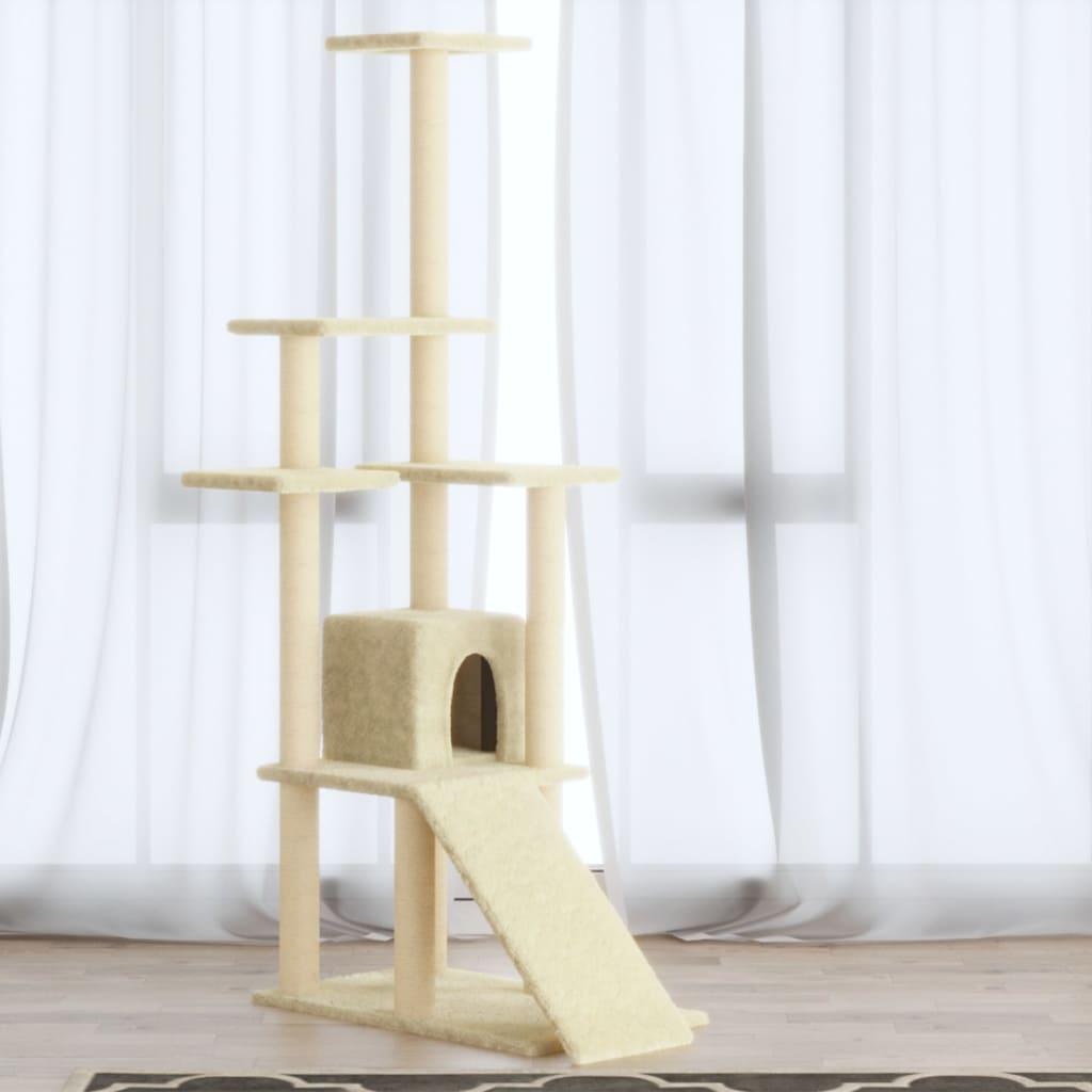 Arbre à chat avec griffoirs en sisal Crème 155 cm - Animalerie en ligne www.kat-shop.be