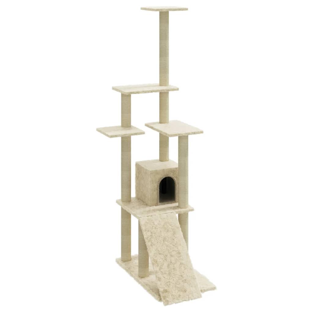 Arbre à chat avec griffoirs en sisal Crème 155 cm - Animalerie en ligne www.kat-shop.be