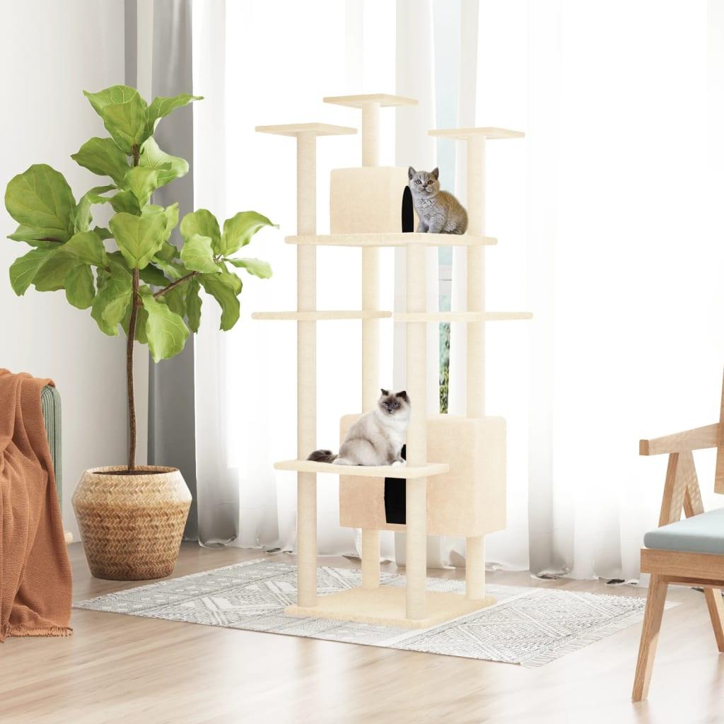 Arbre à chat avec griffoirs en sisal Crème 162 cm - Animalerie en ligne www.kat-shop.be