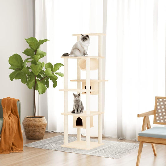 Arbre à chat avec griffoirs en sisal Crème 169 cm - Animalerie en ligne www.kat-shop.be