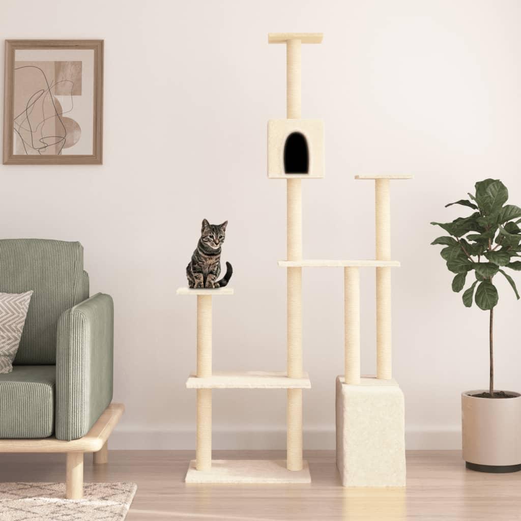 Arbre à chat avec griffoirs en sisal Crème 180 cm - Animalerie en ligne Kat-Shop